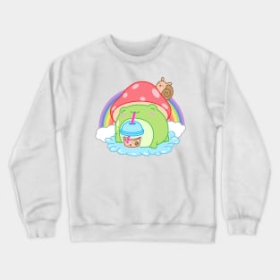 Frog Boba Bubble Tea Kawaii Anime Japanese Mushroom Snail Crewneck Sweatshirt